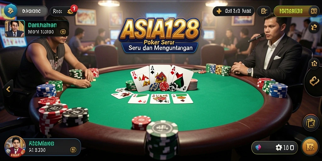 Tangkapan layar dari gameplay intens permainan Poker ASIA128.