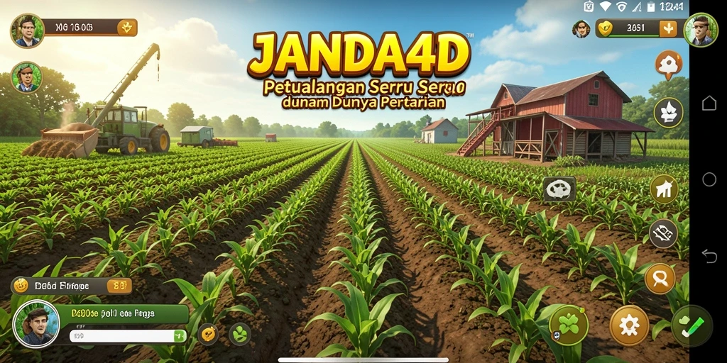 Screenshot gameplay JANDA4D menampilkan aktivitas bertani yang seru dan interaktif.