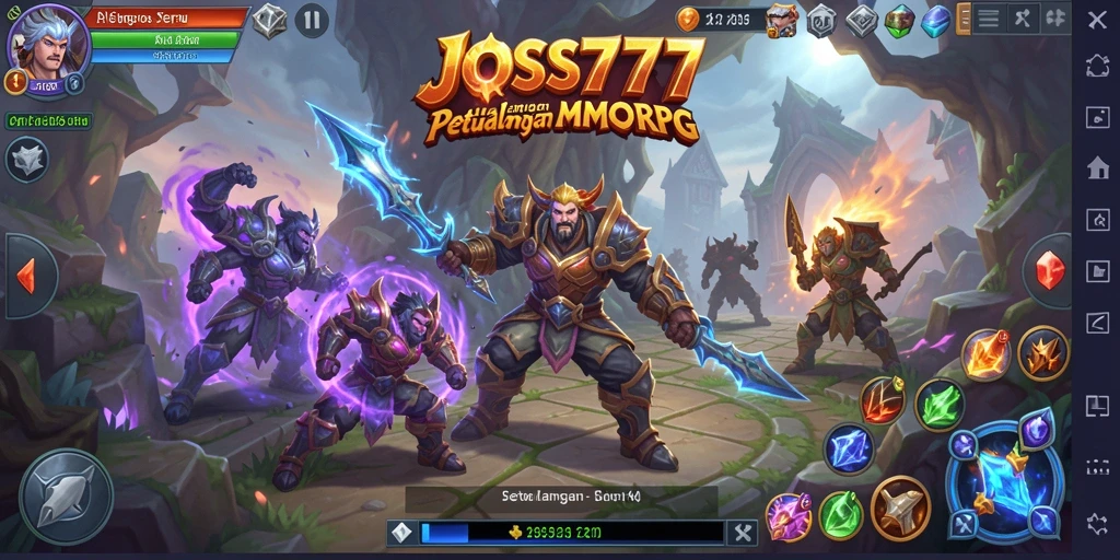 Screenshot gameplay JOSS777 menampilkan aksi pertempuran epik dalam dunia MMORPG.