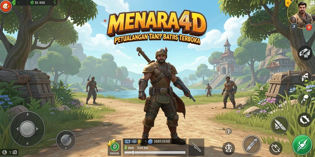 Tangkapan layar gameplay MENARA4D di dunia terbuka yang luas.