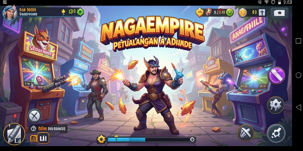 Tampilan gameplay seru di dunia NAGAEMPIRE yang penuh warna.