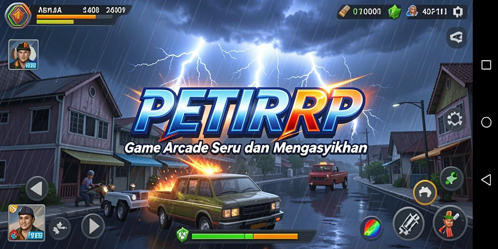 Tampilan seru gameplay PETIRRP yang menantang dan penuh warna.