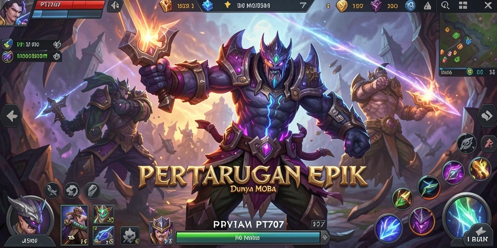Tangkapan layar PT707 menunjukkan pertarungan seru antara pahlawan di medan tempur.
