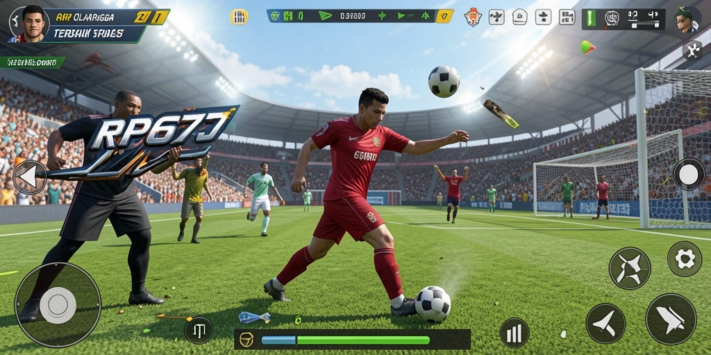Tampilan gameplay seru dari RP6677 yang menunjukkan aksi olahraga.