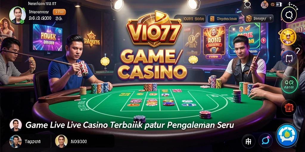 Screenshot VIO77 menampilkan dealer live dan suasana kasino yang mendebarkan.